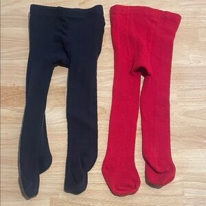 The Little Stocking Company Cable knit tights 6-12 Months Red & Navy